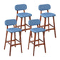 Modern Armless Backrest Counter Stool Wood Kitchen Bar Stool with Cushion and Pedal Blue Brown 4 Piece Set Clearhalo 'Bar Furniture' 'Bar Stools' 'bar_stools' 'furn' 'furn_bar_stools' 'furniture_bar_stools' 'Kitchen & Dining Furniture' 'kitchen&dining_furn' 'kitchen' 'kitchen_furn' Furniture' 4536450