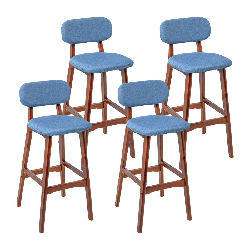 Modern Armless Backrest Counter Stool Wood Kitchen Bar Stool with Cushion and Pedal Blue Brown 4 Piece Set Clearhalo 'Bar Furniture' 'Bar Stools' 'bar_stools' 'furn' 'furn_bar_stools' 'furniture_bar_stools' 'Kitchen & Dining Furniture' 'kitchen&dining_furn' 'kitchen' 'kitchen_furn' Furniture' 4536450