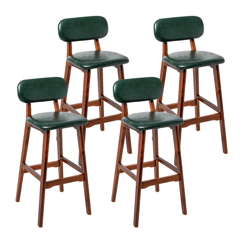 Modern Armless Backrest Counter Stool Wood Kitchen Bar Stool with Cushion and Pedal Blackish Green Brown 4 Piece Set Clearhalo 'Bar Furniture' 'Bar Stools' 'bar_stools' 'furn' 'furn_bar_stools' 'furniture_bar_stools' 'Kitchen & Dining Furniture' 'kitchen&dining_furn' 'kitchen' 'kitchen_furn' Furniture' 4536452