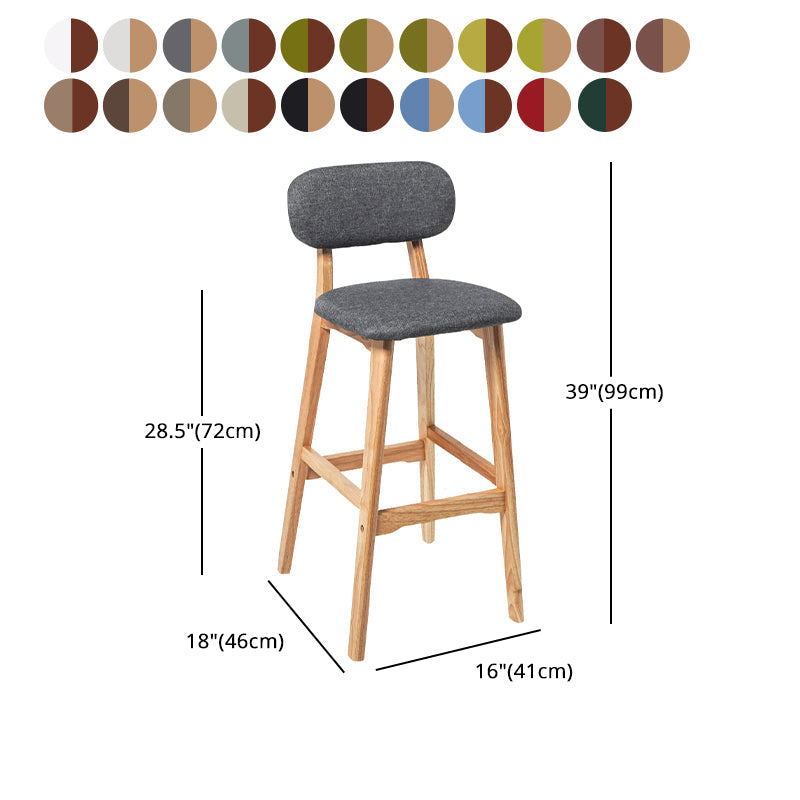 Modern Armless Backrest Counter Stool Wood Kitchen Bar Stool with Cushion and Pedal Clearhalo 'Bar Furniture' 'Bar Stools' 'bar_stools' 'furn' 'furn_bar_stools' 'furniture_bar_stools' 'Kitchen & Dining Furniture' 'kitchen&dining_furn' 'kitchen' 'kitchen_furn' Furniture' 4536453