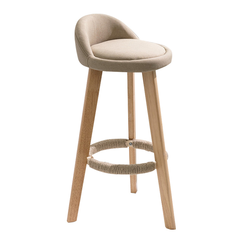 Modern Armless Backrest Counter Stool Wood Household Bar Stool with Wooden Seat Khaki 1 Piece Clearhalo 'Bar Furniture' 'Bar Stools' 'bar_stools' 'furn' 'furn_bar_stools' 'furniture_bar_stools' 'Kitchen & Dining Furniture' 'kitchen&dining_furn' 'kitchen' 'kitchen_furn' Furniture' 4536458