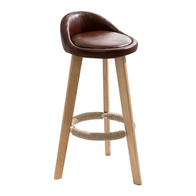 Modern Armless Backrest Counter Stool Wood Household Bar Stool with Wooden Seat Brown 1 Piece Clearhalo 'Bar Furniture' 'Bar Stools' 'bar_stools' 'furn' 'furn_bar_stools' 'furniture_bar_stools' 'Kitchen & Dining Furniture' 'kitchen&dining_furn' 'kitchen' 'kitchen_furn' Furniture' 4536462