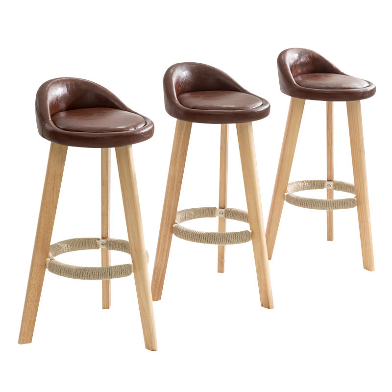 Modern Armless Backrest Counter Stool Wood Household Bar Stool with Wooden Seat Clearhalo 'Bar Furniture' 'Bar Stools' 'bar_stools' 'furn' 'furn_bar_stools' 'furniture_bar_stools' 'Kitchen & Dining Furniture' 'kitchen&dining_furn' 'kitchen' 'kitchen_furn' Furniture' 4536463