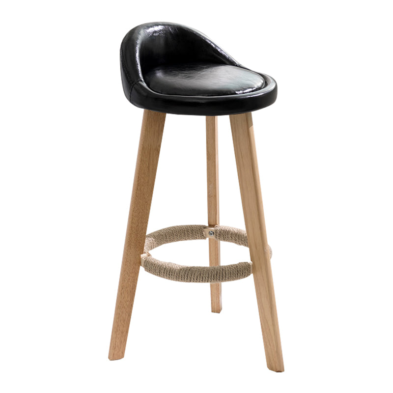 Modern Armless Backrest Counter Stool Wood Household Bar Stool with Wooden Seat Black 1 Piece Clearhalo 'Bar Furniture' 'Bar Stools' 'bar_stools' 'furn' 'furn_bar_stools' 'furniture_bar_stools' 'Kitchen & Dining Furniture' 'kitchen&dining_furn' 'kitchen' 'kitchen_furn' Furniture' 4536474