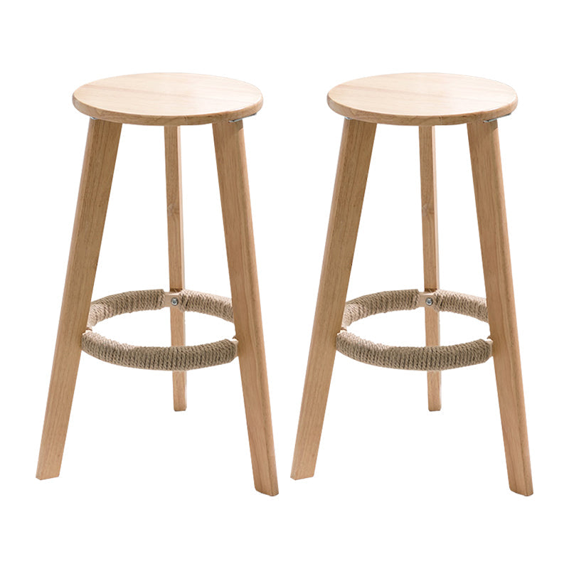 Modern Armless Backrest Counter Stool Wood Household Bar Stool with Wooden Seat Natural 2 Piece Set Clearhalo 'Bar Furniture' 'Bar Stools' 'bar_stools' 'furn' 'furn_bar_stools' 'furniture_bar_stools' 'Kitchen & Dining Furniture' 'kitchen&dining_furn' 'kitchen' 'kitchen_furn' Furniture' 4536475