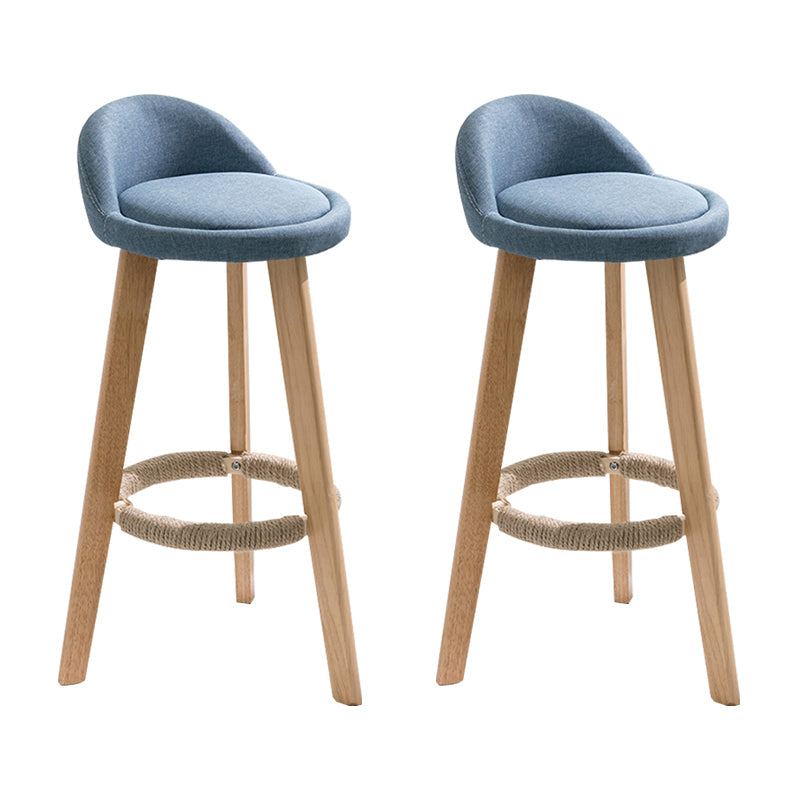 Modern Armless Backrest Counter Stool Wood Household Bar Stool with Wooden Seat Blue 2 Piece Set Clearhalo 'Bar Furniture' 'Bar Stools' 'bar_stools' 'furn' 'furn_bar_stools' 'furniture_bar_stools' 'Kitchen & Dining Furniture' 'kitchen&dining_furn' 'kitchen' 'kitchen_furn' Furniture' 4536476