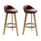 Modern Armless Backrest Counter Stool Wood Household Bar Stool with Wooden Seat Brown 2 Piece Set Clearhalo 'Bar Furniture' 'Bar Stools' 'bar_stools' 'furn' 'furn_bar_stools' 'furniture_bar_stools' 'Kitchen & Dining Furniture' 'kitchen&dining_furn' 'kitchen' 'kitchen_furn' Furniture' 4536479