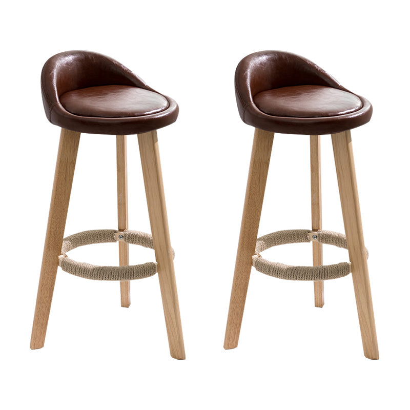 Modern Armless Backrest Counter Stool Wood Household Bar Stool with Wooden Seat Brown 2 Piece Set Clearhalo 'Bar Furniture' 'Bar Stools' 'bar_stools' 'furn' 'furn_bar_stools' 'furniture_bar_stools' 'Kitchen & Dining Furniture' 'kitchen&dining_furn' 'kitchen' 'kitchen_furn' Furniture' 4536479