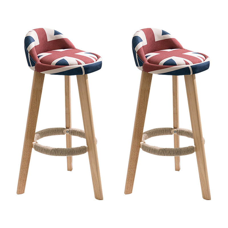 Modern Armless Backrest Counter Stool Wood Household Bar Stool with Wooden Seat Red-Blue 2 Piece Set Clearhalo 'Bar Furniture' 'Bar Stools' 'bar_stools' 'furn' 'furn_bar_stools' 'furniture_bar_stools' 'Kitchen & Dining Furniture' 'kitchen&dining_furn' 'kitchen' 'kitchen_furn' Furniture' 4536481