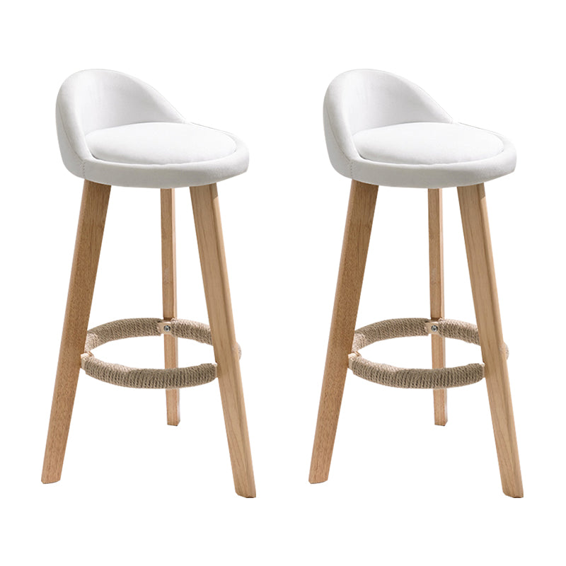 Modern Armless Backrest Counter Stool Wood Household Bar Stool with Wooden Seat White 2 Piece Set Clearhalo 'Bar Furniture' 'Bar Stools' 'bar_stools' 'furn' 'furn_bar_stools' 'furniture_bar_stools' 'Kitchen & Dining Furniture' 'kitchen&dining_furn' 'kitchen' 'kitchen_furn' Furniture' 4536482