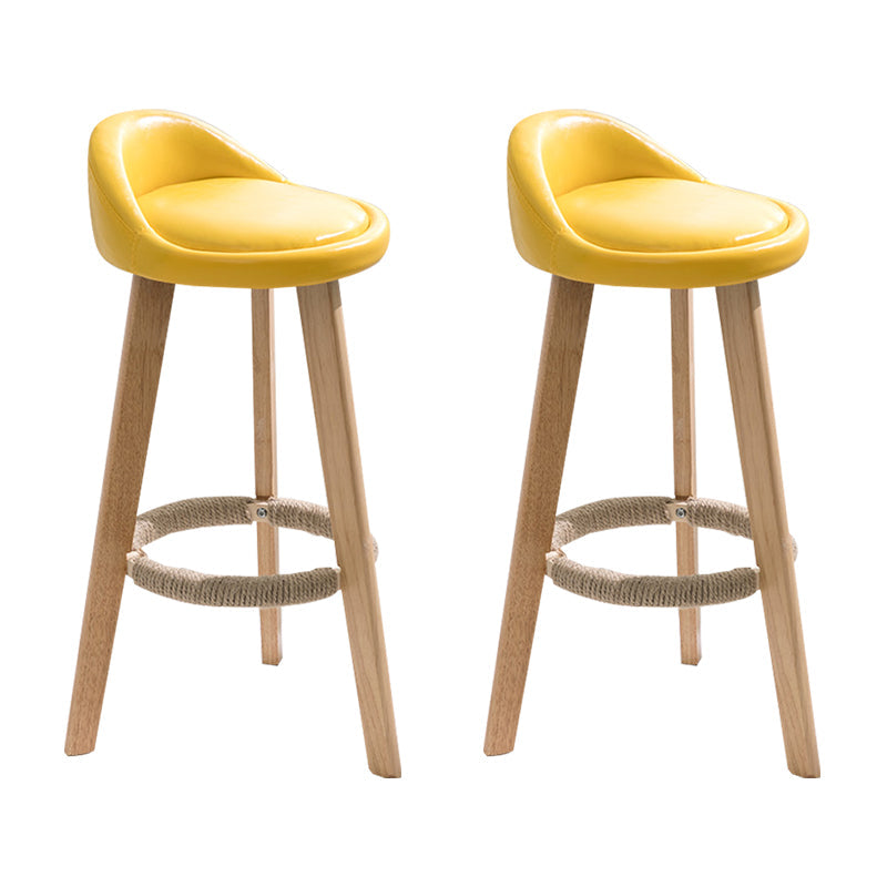 Modern Armless Backrest Counter Stool Wood Household Bar Stool with Wooden Seat Yellow 2 Piece Set Clearhalo 'Bar Furniture' 'Bar Stools' 'bar_stools' 'furn' 'furn_bar_stools' 'furniture_bar_stools' 'Kitchen & Dining Furniture' 'kitchen&dining_furn' 'kitchen' 'kitchen_furn' Furniture' 4536483