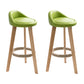 Modern Armless Backrest Counter Stool Wood Household Bar Stool with Wooden Seat Light Green 2 Piece Set Clearhalo 'Bar Furniture' 'Bar Stools' 'bar_stools' 'furn' 'furn_bar_stools' 'furniture_bar_stools' 'Kitchen & Dining Furniture' 'kitchen&dining_furn' 'kitchen' 'kitchen_furn' Furniture' 4536485