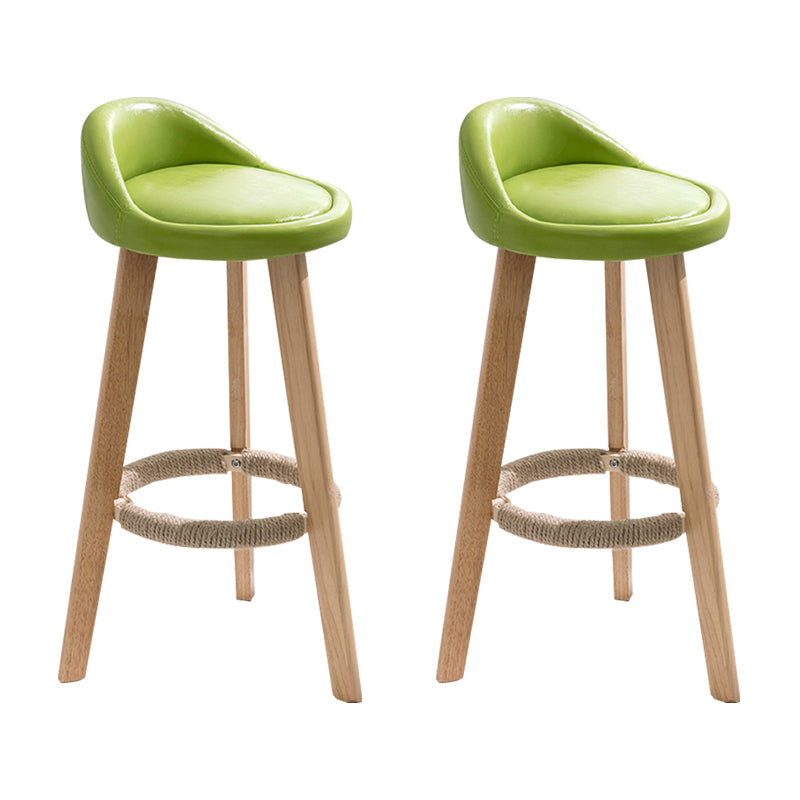 Modern Armless Backrest Counter Stool Wood Household Bar Stool with Wooden Seat Light Green 2 Piece Set Clearhalo 'Bar Furniture' 'Bar Stools' 'bar_stools' 'furn' 'furn_bar_stools' 'furniture_bar_stools' 'Kitchen & Dining Furniture' 'kitchen&dining_furn' 'kitchen' 'kitchen_furn' Furniture' 4536485