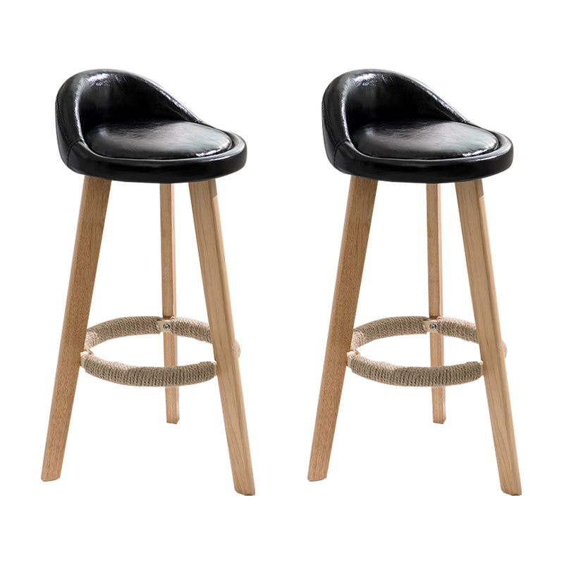 Modern Armless Backrest Counter Stool Wood Household Bar Stool with Wooden Seat Black 2 Piece Set Clearhalo 'Bar Furniture' 'Bar Stools' 'bar_stools' 'furn' 'furn_bar_stools' 'furniture_bar_stools' 'Kitchen & Dining Furniture' 'kitchen&dining_furn' 'kitchen' 'kitchen_furn' Furniture' 4536486