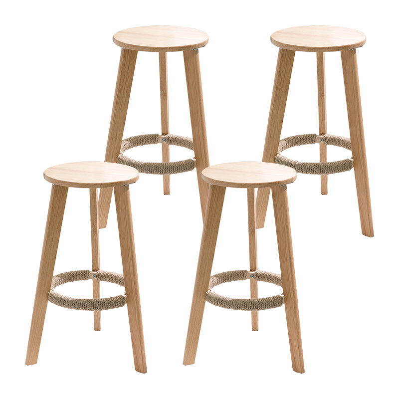 Modern Armless Backrest Counter Stool Wood Household Bar Stool with Wooden Seat Natural 4 Piece Set Clearhalo 'Bar Furniture' 'Bar Stools' 'bar_stools' 'furn' 'furn_bar_stools' 'furniture_bar_stools' 'Kitchen & Dining Furniture' 'kitchen&dining_furn' 'kitchen' 'kitchen_furn' Furniture' 4536487