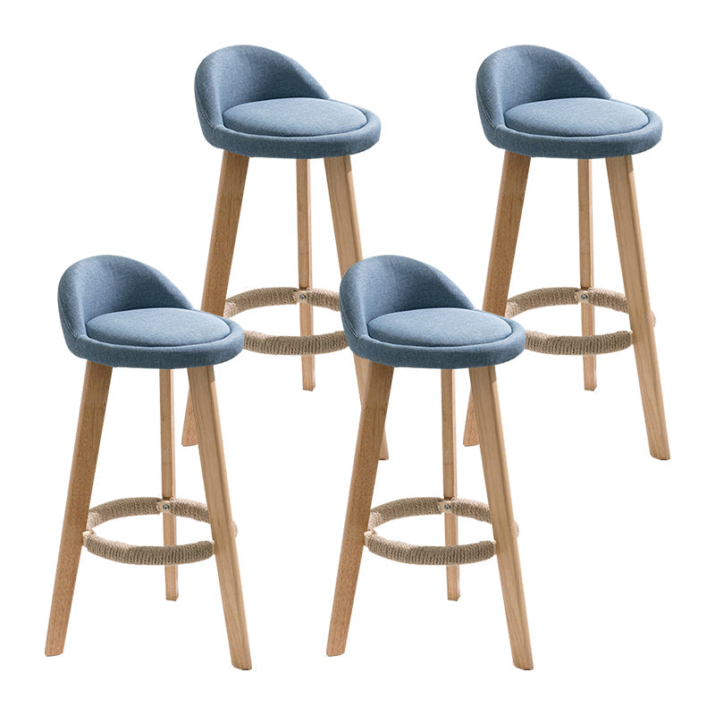 Modern Armless Backrest Counter Stool Wood Household Bar Stool with Wooden Seat Blue 4 Piece Set Clearhalo 'Bar Furniture' 'Bar Stools' 'bar_stools' 'furn' 'furn_bar_stools' 'furniture_bar_stools' 'Kitchen & Dining Furniture' 'kitchen&dining_furn' 'kitchen' 'kitchen_furn' Furniture' 4536488