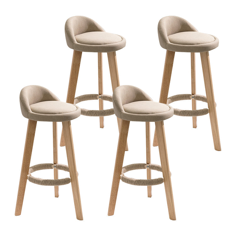 Modern Armless Backrest Counter Stool Wood Household Bar Stool with Wooden Seat Khaki 4 Piece Set Clearhalo 'Bar Furniture' 'Bar Stools' 'bar_stools' 'furn' 'furn_bar_stools' 'furniture_bar_stools' 'Kitchen & Dining Furniture' 'kitchen&dining_furn' 'kitchen' 'kitchen_furn' Furniture' 4536489