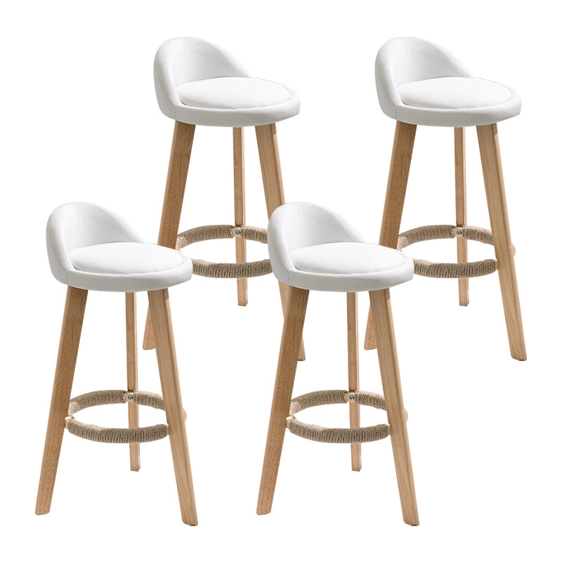 Modern Armless Backrest Counter Stool Wood Household Bar Stool with Wooden Seat White 4 Piece Set Clearhalo 'Bar Furniture' 'Bar Stools' 'bar_stools' 'furn' 'furn_bar_stools' 'furniture_bar_stools' 'Kitchen & Dining Furniture' 'kitchen&dining_furn' 'kitchen' 'kitchen_furn' Furniture' 4536494