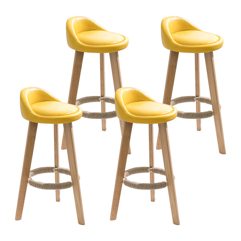 Modern Armless Backrest Counter Stool Wood Household Bar Stool with Wooden Seat Yellow 4 Piece Set Clearhalo 'Bar Furniture' 'Bar Stools' 'bar_stools' 'furn' 'furn_bar_stools' 'furniture_bar_stools' 'Kitchen & Dining Furniture' 'kitchen&dining_furn' 'kitchen' 'kitchen_furn' Furniture' 4536495