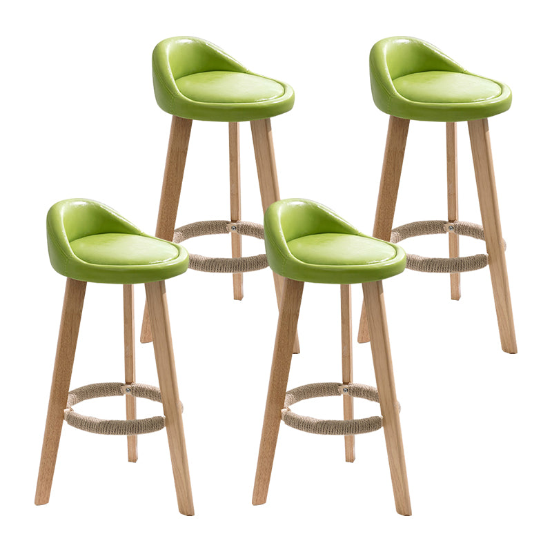 Modern Armless Backrest Counter Stool Wood Household Bar Stool with Wooden Seat Light Green 4 Piece Set Clearhalo 'Bar Furniture' 'Bar Stools' 'bar_stools' 'furn' 'furn_bar_stools' 'furniture_bar_stools' 'Kitchen & Dining Furniture' 'kitchen&dining_furn' 'kitchen' 'kitchen_furn' Furniture' 4536497