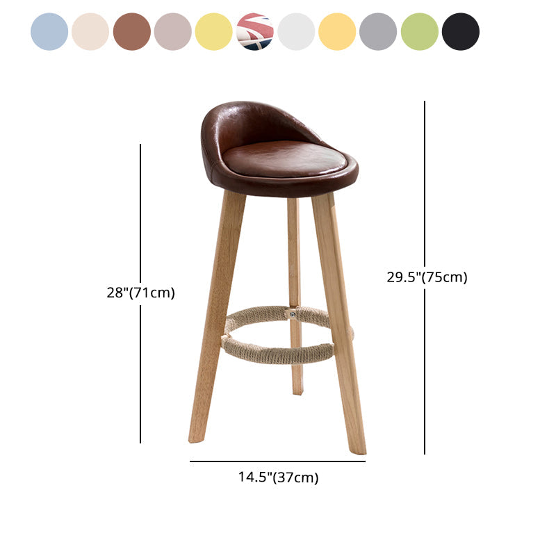 Modern Armless Backrest Counter Stool Wood Household Bar Stool with Wooden Seat Clearhalo 'Bar Furniture' 'Bar Stools' 'bar_stools' 'furn' 'furn_bar_stools' 'furniture_bar_stools' 'Kitchen & Dining Furniture' 'kitchen&dining_furn' 'kitchen' 'kitchen_furn' Furniture' 4536501