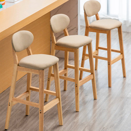 Modern Armless Backrest Counter Stool Wood Living Room Bar Stool with Cushion Clearhalo 'Bar Furniture' 'Bar Stools' 'bar_stools' 'furn' 'furn_bar_stools' 'furniture_bar_stools' 'Kitchen & Dining Furniture' 'kitchen&dining_furn' 'kitchen' 'kitchen_furn' Furniture' 4536503
