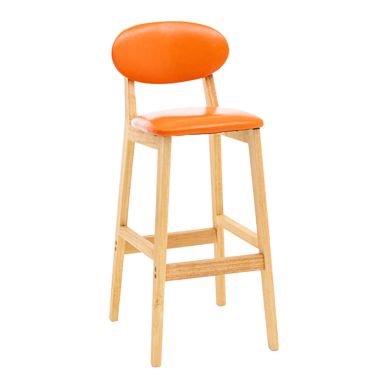 Modern Armless Backrest Counter Stool Wood Living Room Bar Stool with Cushion Orange 1 Piece Clearhalo 'Bar Furniture' 'Bar Stools' 'bar_stools' 'furn' 'furn_bar_stools' 'furniture_bar_stools' 'Kitchen & Dining Furniture' 'kitchen&dining_furn' 'kitchen' 'kitchen_furn' Furniture' 4536525