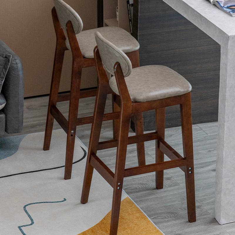 Modern Armless Backrest Counter Stool Wood Living Room Bar Stool with Cushion Clearhalo 'Bar Furniture' 'Bar Stools' 'bar_stools' 'furn' 'furn_bar_stools' 'furniture_bar_stools' 'Kitchen & Dining Furniture' 'kitchen&dining_furn' 'kitchen' 'kitchen_furn' Furniture' 4536527