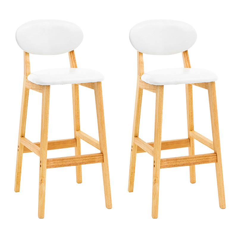 Modern Armless Backrest Counter Stool Wood Living Room Bar Stool with Cushion White 2 Piece Set Clearhalo 'Bar Furniture' 'Bar Stools' 'bar_stools' 'furn' 'furn_bar_stools' 'furniture_bar_stools' 'Kitchen & Dining Furniture' 'kitchen&dining_furn' 'kitchen' 'kitchen_furn' Furniture' 4536531