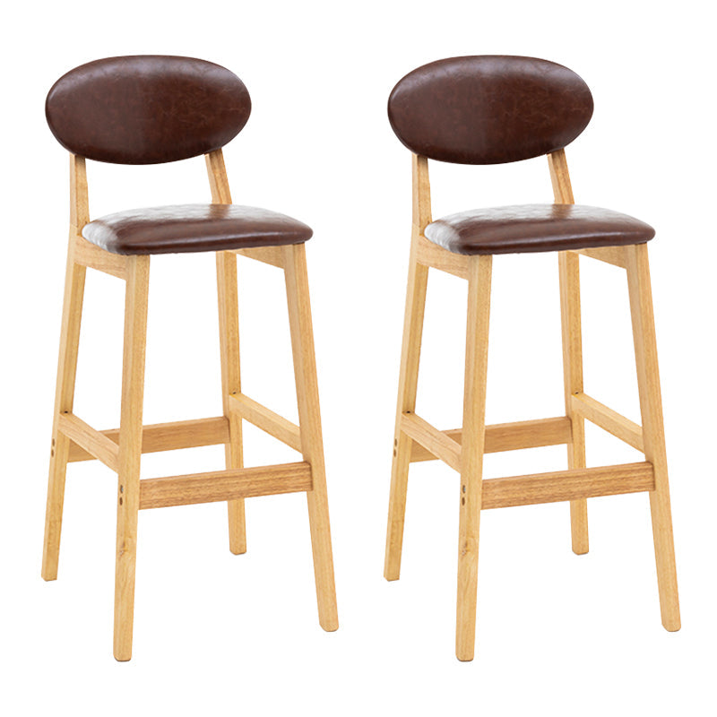 Modern Armless Backrest Counter Stool Wood Living Room Bar Stool with Cushion Brown 2 Piece Set Clearhalo 'Bar Furniture' 'Bar Stools' 'bar_stools' 'furn' 'furn_bar_stools' 'furniture_bar_stools' 'Kitchen & Dining Furniture' 'kitchen&dining_furn' 'kitchen' 'kitchen_furn' Furniture' 4536532