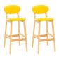 Modern Armless Backrest Counter Stool Wood Living Room Bar Stool with Cushion Yellow 2 Piece Set Clearhalo 'Bar Furniture' 'Bar Stools' 'bar_stools' 'furn' 'furn_bar_stools' 'furniture_bar_stools' 'Kitchen & Dining Furniture' 'kitchen&dining_furn' 'kitchen' 'kitchen_furn' Furniture' 4536534