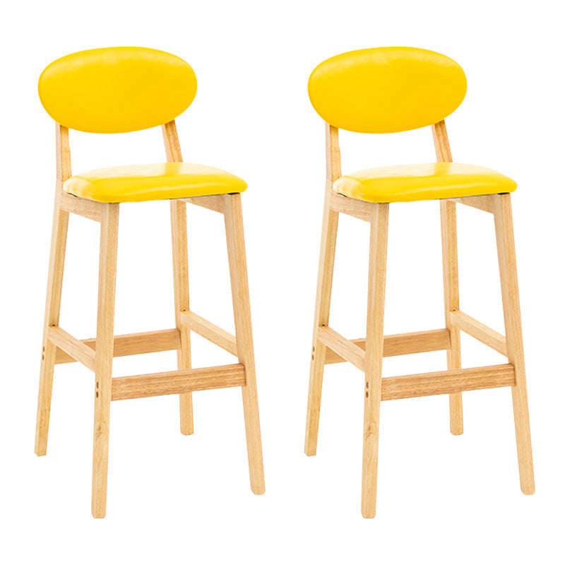Modern Armless Backrest Counter Stool Wood Living Room Bar Stool with Cushion Yellow 2 Piece Set Clearhalo 'Bar Furniture' 'Bar Stools' 'bar_stools' 'furn' 'furn_bar_stools' 'furniture_bar_stools' 'Kitchen & Dining Furniture' 'kitchen&dining_furn' 'kitchen' 'kitchen_furn' Furniture' 4536534