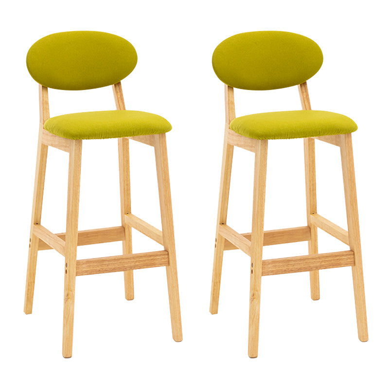 Modern Armless Backrest Counter Stool Wood Living Room Bar Stool with Cushion Fluorescent Green 2 Piece Set Clearhalo 'Bar Furniture' 'Bar Stools' 'bar_stools' 'furn' 'furn_bar_stools' 'furniture_bar_stools' 'Kitchen & Dining Furniture' 'kitchen&dining_furn' 'kitchen' 'kitchen_furn' Furniture' 4536536