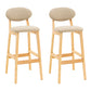 Modern Armless Backrest Counter Stool Wood Living Room Bar Stool with Cushion Khaki 2 Piece Set Clearhalo 'Bar Furniture' 'Bar Stools' 'bar_stools' 'furn' 'furn_bar_stools' 'furniture_bar_stools' 'Kitchen & Dining Furniture' 'kitchen&dining_furn' 'kitchen' 'kitchen_furn' Furniture' 4536538