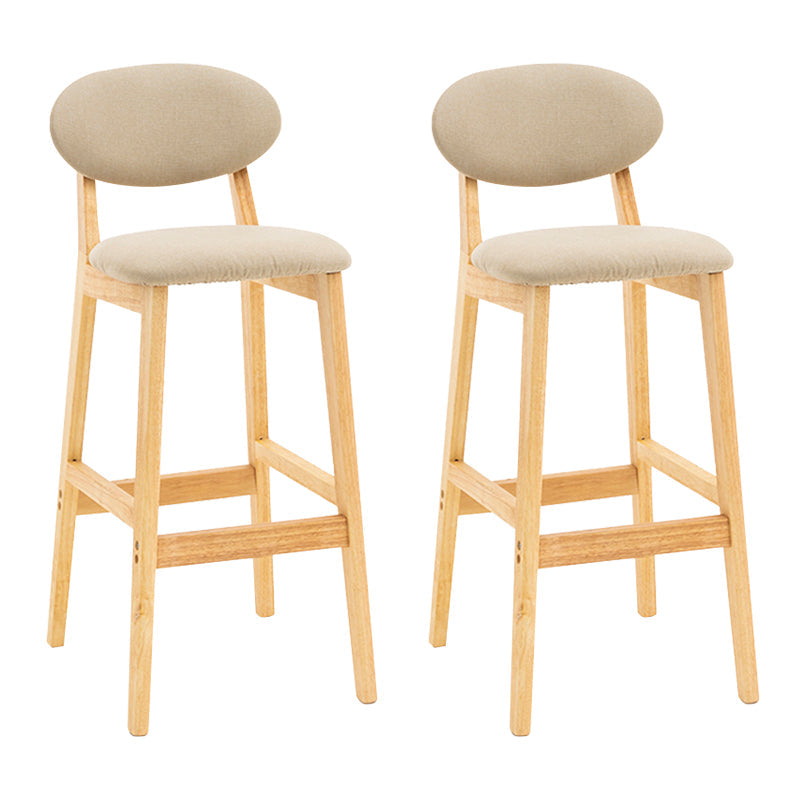 Modern Armless Backrest Counter Stool Wood Living Room Bar Stool with Cushion Khaki 2 Piece Set Clearhalo 'Bar Furniture' 'Bar Stools' 'bar_stools' 'furn' 'furn_bar_stools' 'furniture_bar_stools' 'Kitchen & Dining Furniture' 'kitchen&dining_furn' 'kitchen' 'kitchen_furn' Furniture' 4536538