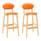 Modern Armless Backrest Counter Stool Wood Living Room Bar Stool with Cushion Orange 2 Piece Set Clearhalo 'Bar Furniture' 'Bar Stools' 'bar_stools' 'furn' 'furn_bar_stools' 'furniture_bar_stools' 'Kitchen & Dining Furniture' 'kitchen&dining_furn' 'kitchen' 'kitchen_furn' Furniture' 4536540