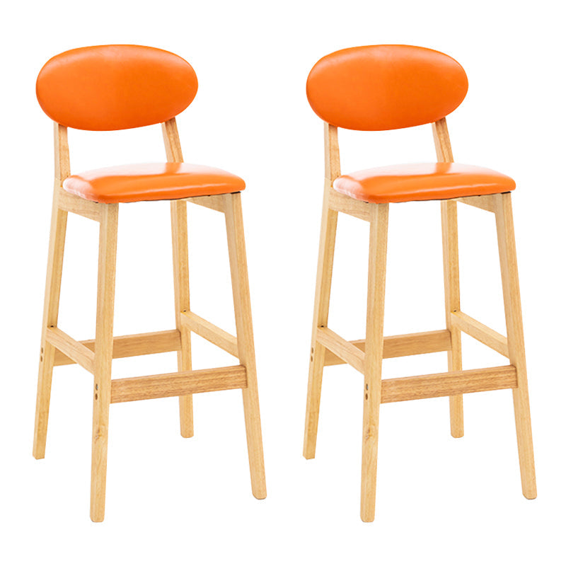 Modern Armless Backrest Counter Stool Wood Living Room Bar Stool with Cushion Orange 2 Piece Set Clearhalo 'Bar Furniture' 'Bar Stools' 'bar_stools' 'furn' 'furn_bar_stools' 'furniture_bar_stools' 'Kitchen & Dining Furniture' 'kitchen&dining_furn' 'kitchen' 'kitchen_furn' Furniture' 4536540