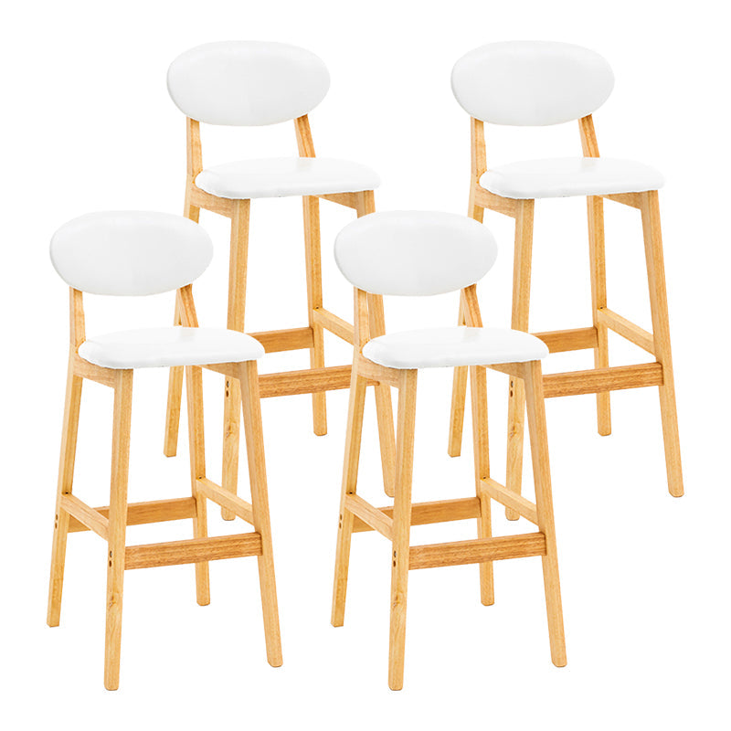 Modern Armless Backrest Counter Stool Wood Living Room Bar Stool with Cushion White 4 Piece Set Clearhalo 'Bar Furniture' 'Bar Stools' 'bar_stools' 'furn' 'furn_bar_stools' 'furniture_bar_stools' 'Kitchen & Dining Furniture' 'kitchen&dining_furn' 'kitchen' 'kitchen_furn' Furniture' 4536544