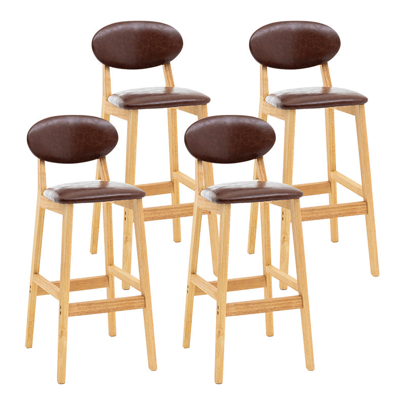 Modern Armless Backrest Counter Stool Wood Living Room Bar Stool with Cushion Brown 4 Piece Set Clearhalo 'Bar Furniture' 'Bar Stools' 'bar_stools' 'furn' 'furn_bar_stools' 'furniture_bar_stools' 'Kitchen & Dining Furniture' 'kitchen&dining_furn' 'kitchen' 'kitchen_furn' Furniture' 4536545