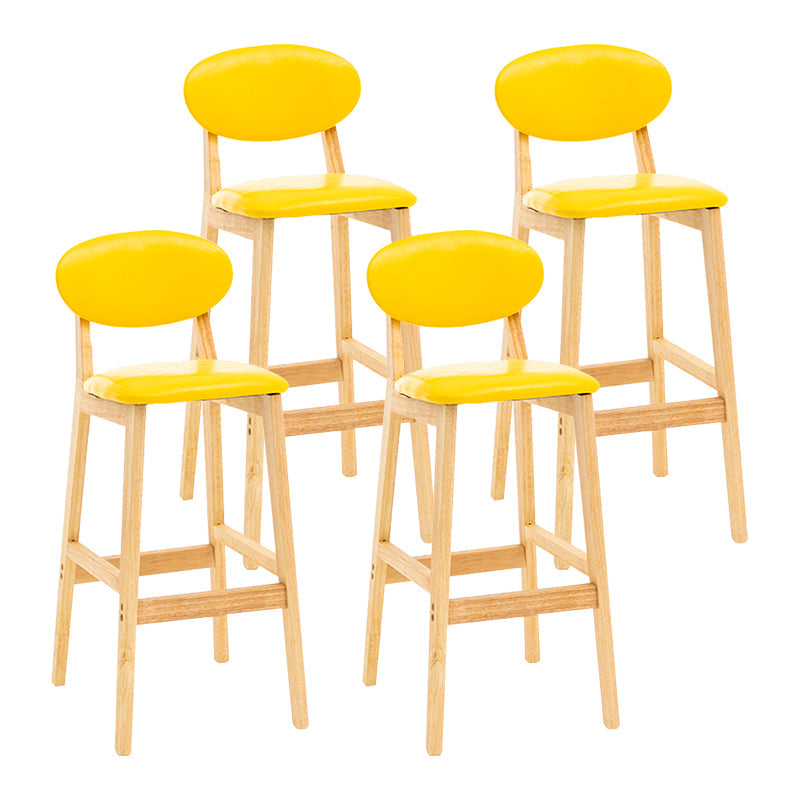Modern Armless Backrest Counter Stool Wood Living Room Bar Stool with Cushion Yellow 4 Piece Set Clearhalo 'Bar Furniture' 'Bar Stools' 'bar_stools' 'furn' 'furn_bar_stools' 'furniture_bar_stools' 'Kitchen & Dining Furniture' 'kitchen&dining_furn' 'kitchen' 'kitchen_furn' Furniture' 4536547