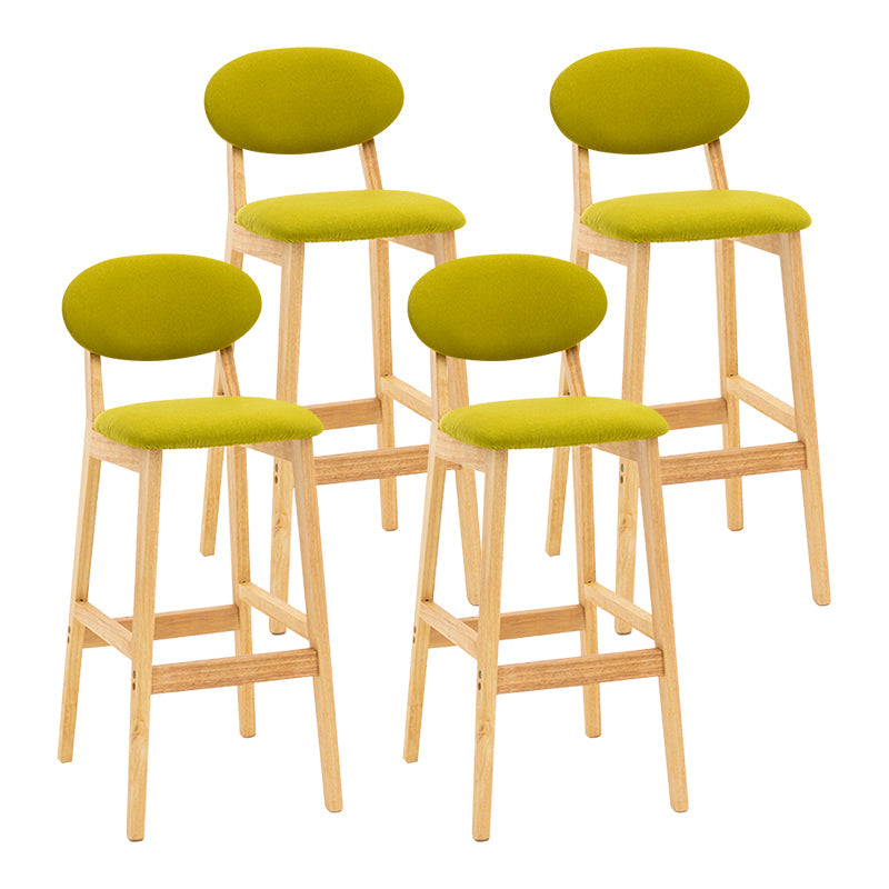 Modern Armless Backrest Counter Stool Wood Living Room Bar Stool with Cushion Fluorescent Green 4 Piece Set Clearhalo 'Bar Furniture' 'Bar Stools' 'bar_stools' 'furn' 'furn_bar_stools' 'furniture_bar_stools' 'Kitchen & Dining Furniture' 'kitchen&dining_furn' 'kitchen' 'kitchen_furn' Furniture' 4536549