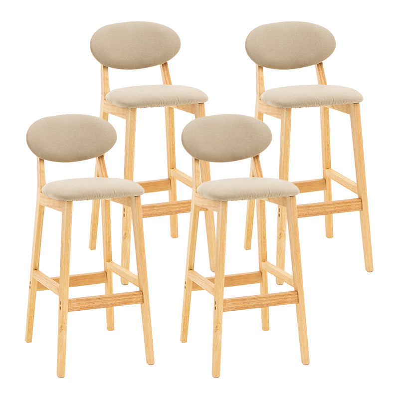 Modern Armless Backrest Counter Stool Wood Living Room Bar Stool with Cushion Khaki 4 Piece Set Clearhalo 'Bar Furniture' 'Bar Stools' 'bar_stools' 'furn' 'furn_bar_stools' 'furniture_bar_stools' 'Kitchen & Dining Furniture' 'kitchen&dining_furn' 'kitchen' 'kitchen_furn' Furniture' 4536551