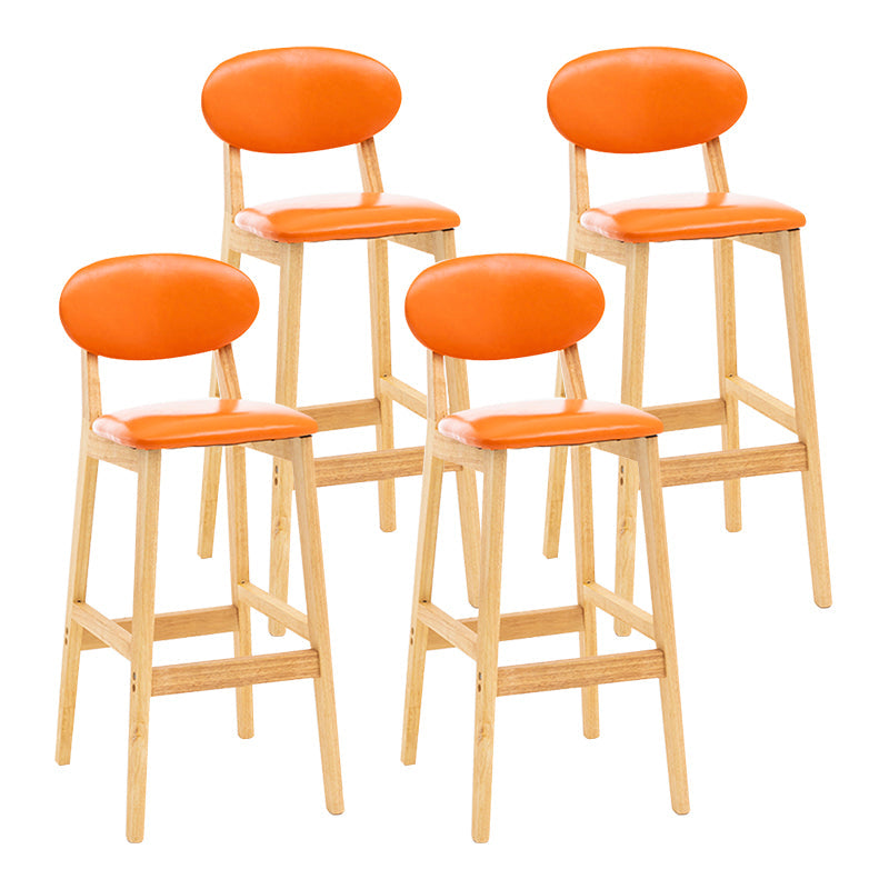 Modern Armless Backrest Counter Stool Wood Living Room Bar Stool with Cushion Orange 4 Piece Set Clearhalo 'Bar Furniture' 'Bar Stools' 'bar_stools' 'furn' 'furn_bar_stools' 'furniture_bar_stools' 'Kitchen & Dining Furniture' 'kitchen&dining_furn' 'kitchen' 'kitchen_furn' Furniture' 4536553