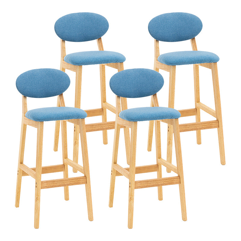 Modern Armless Backrest Counter Stool Wood Living Room Bar Stool with Cushion Blue 4 Piece Set Clearhalo 'Bar Furniture' 'Bar Stools' 'bar_stools' 'furn' 'furn_bar_stools' 'furniture_bar_stools' 'Kitchen & Dining Furniture' 'kitchen&dining_furn' 'kitchen' 'kitchen_furn' Furniture' 4536554