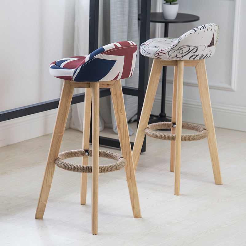 Modern Armless Backrest Counter Stool Wood Bedroom Bar Stool with Cushion and Pedal Clearhalo 'Bar Furniture' 'Bar Stools' 'bar_stools' 'furn' 'furn_bar_stools' 'furniture_bar_stools' 'Kitchen & Dining Furniture' 'kitchen&dining_furn' 'kitchen' 'kitchen_furn' Furniture' 4536556