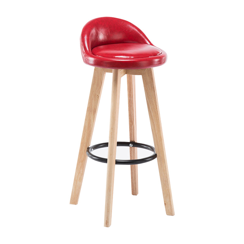 Modern Armless Backrest Counter Stool Wood Bedroom Bar Stool with Cushion and Pedal Red 1 Piece Clearhalo 'Bar Furniture' 'Bar Stools' 'bar_stools' 'furn' 'furn_bar_stools' 'furniture_bar_stools' 'Kitchen & Dining Furniture' 'kitchen&dining_furn' 'kitchen' 'kitchen_furn' Furniture' 4536557