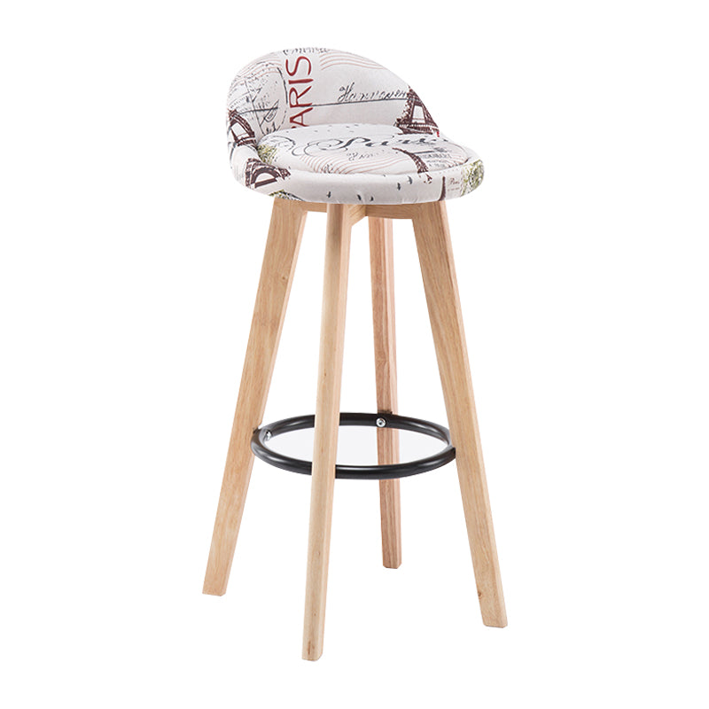 Modern Armless Backrest Counter Stool Wood Bedroom Bar Stool with Cushion and Pedal White-Gray 1 Piece Clearhalo 'Bar Furniture' 'Bar Stools' 'bar_stools' 'furn' 'furn_bar_stools' 'furniture_bar_stools' 'Kitchen & Dining Furniture' 'kitchen&dining_furn' 'kitchen' 'kitchen_furn' Furniture' 4536559