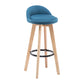 Modern Armless Backrest Counter Stool Wood Bedroom Bar Stool with Cushion and Pedal Dark Blue 1 Piece Clearhalo 'Bar Furniture' 'Bar Stools' 'bar_stools' 'furn' 'furn_bar_stools' 'furniture_bar_stools' 'Kitchen & Dining Furniture' 'kitchen&dining_furn' 'kitchen' 'kitchen_furn' Furniture' 4536561