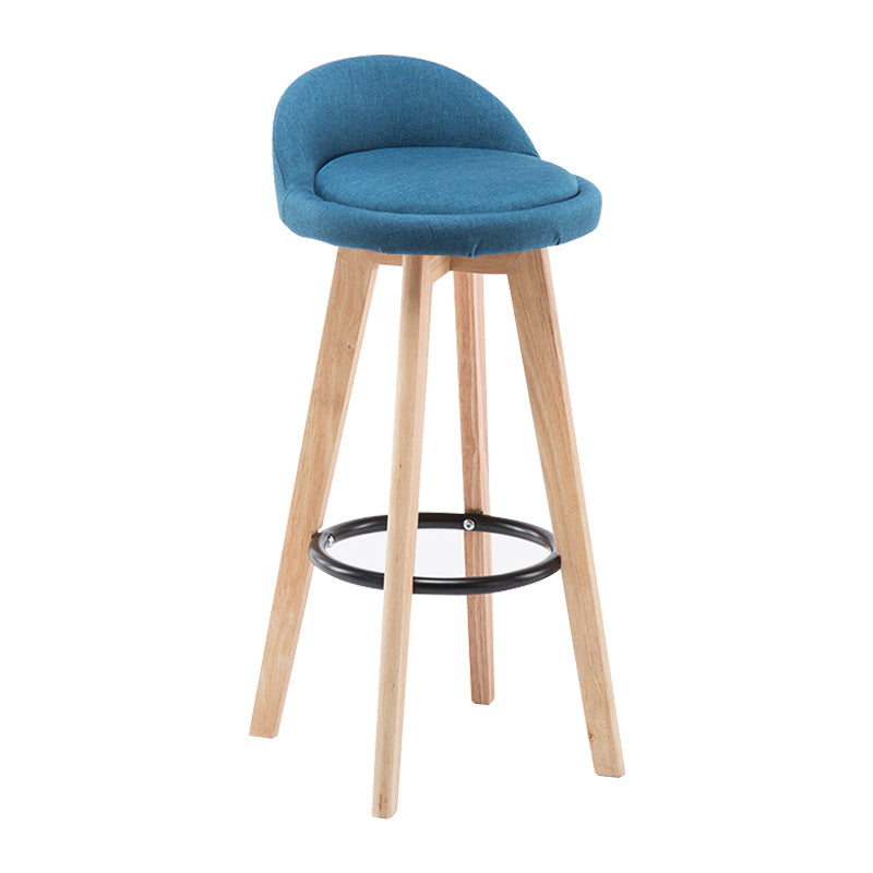 Modern Armless Backrest Counter Stool Wood Bedroom Bar Stool with Cushion and Pedal Dark Blue 1 Piece Clearhalo 'Bar Furniture' 'Bar Stools' 'bar_stools' 'furn' 'furn_bar_stools' 'furniture_bar_stools' 'Kitchen & Dining Furniture' 'kitchen&dining_furn' 'kitchen' 'kitchen_furn' Furniture' 4536561