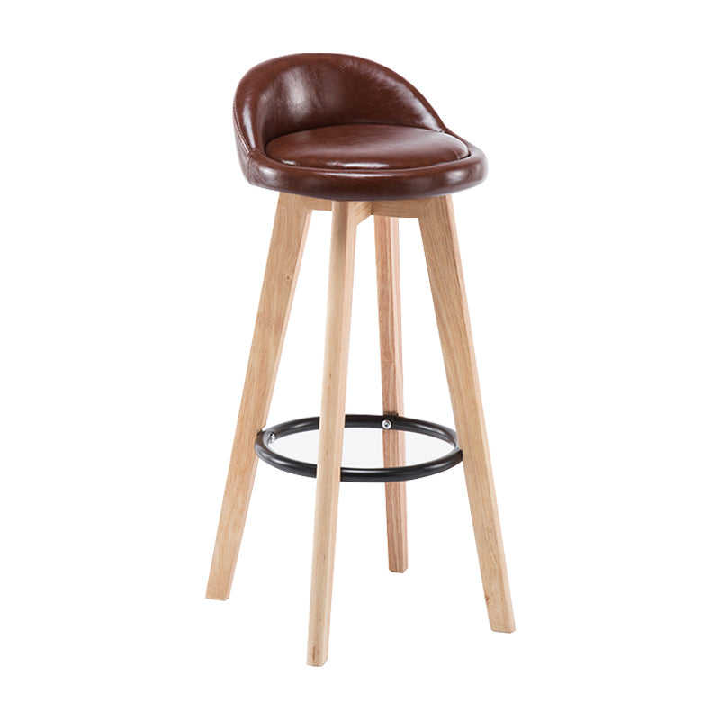 Modern Armless Backrest Counter Stool Wood Bedroom Bar Stool with Cushion and Pedal Brown 1 Piece Clearhalo 'Bar Furniture' 'Bar Stools' 'bar_stools' 'furn' 'furn_bar_stools' 'furniture_bar_stools' 'Kitchen & Dining Furniture' 'kitchen&dining_furn' 'kitchen' 'kitchen_furn' Furniture' 4536562